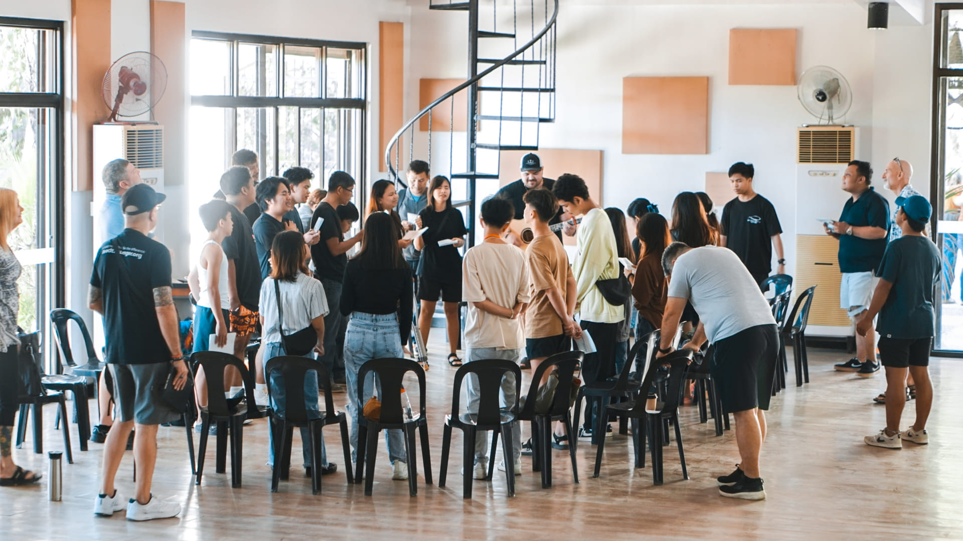 Leadership team praying together at Prayer Mountain